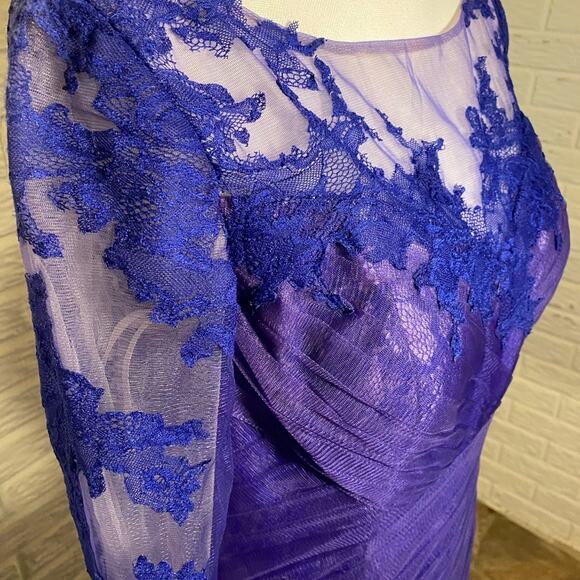 NWT VM Collection by Mori Lee Floral Lace Overlay 3/4 Sleeve Formal Gown, 10 - Picture 10 of 11